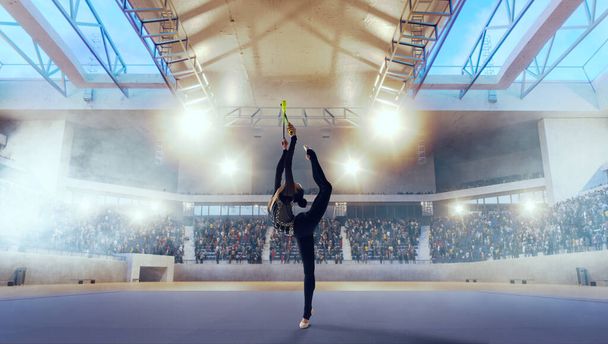 Gymnaste rythmique dans l'arène professionnelle - Photo, image