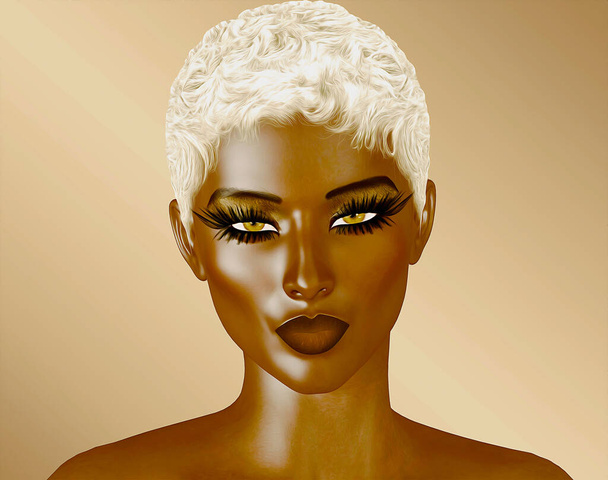 Beautiful African Woman. Digital rendering of elegant, fashionable and proud woman. Perfect for diversity, fashion, beauty and inspirational projects. - Zdjęcie, obraz