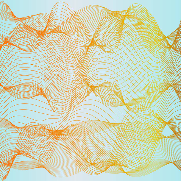 Patrón curvado de color abstracto con dibujo de efecto 3D en estilo retro con fondo azul claro degradado - Foto, imagen