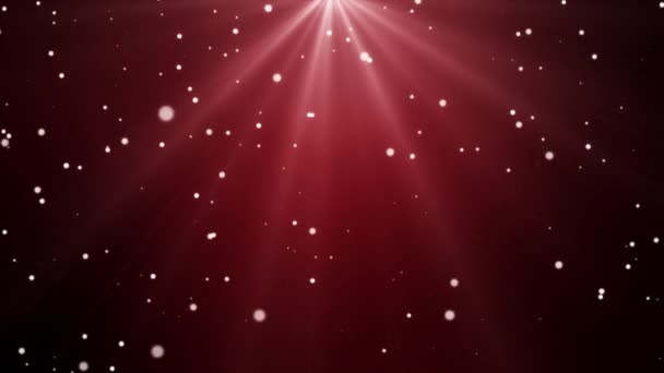 Nieve de invierno - animación de nevadas sobre fondo rojo, copos de nieve bokeh - lazo sin costuras - Navidad y concepto de vacaciones - Imágenes, Vídeo