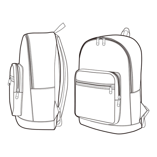 Backpack Fashion flat sketch design - Fotoğraf, Görsel