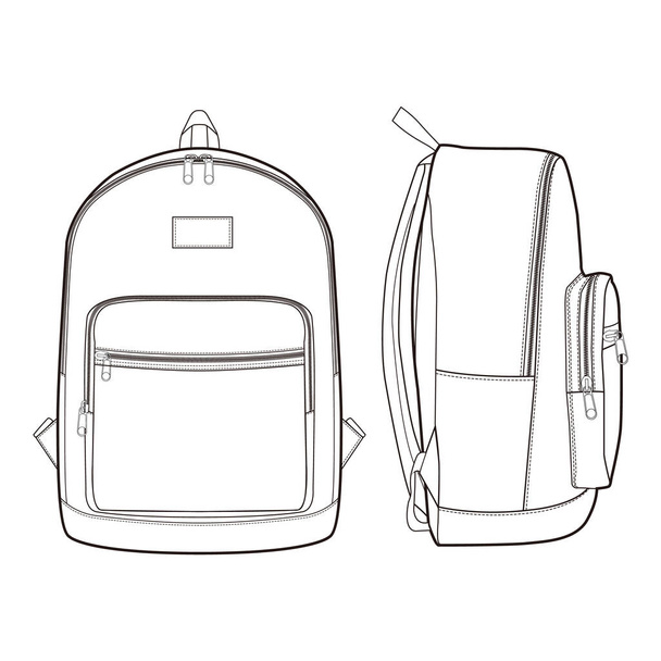 Backpack Fashion flat sketch design - Φωτογραφία, εικόνα