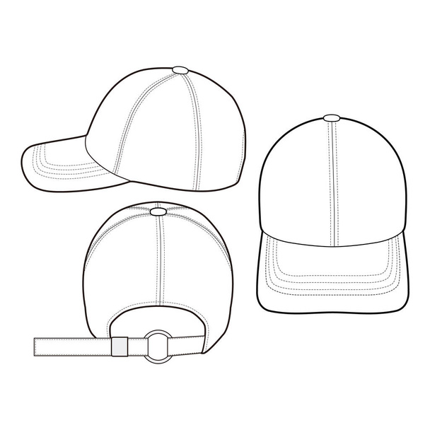 Baseball Cap Hat Fashion flat sketch - Photo, Image