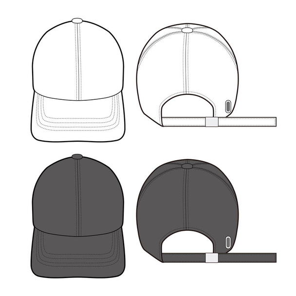 Honkbal pet hoed Fashion platte schets - Foto, afbeelding