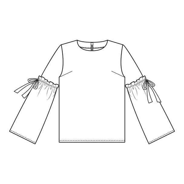 Μπλούζα Μπλούζα Top μόδας επίπεδη σκίτσο - Φωτογραφία, εικόνα
