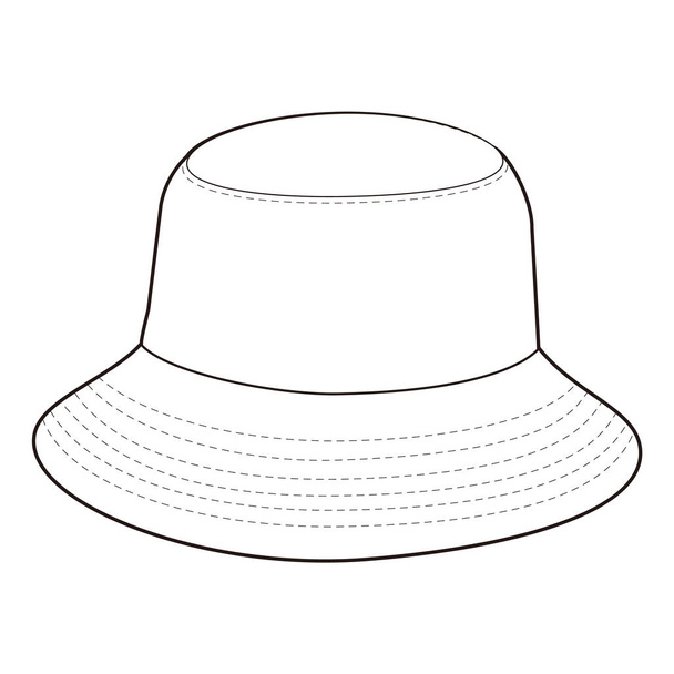 バケツ帽子ファッションフラットスケッチ - 写真・画像