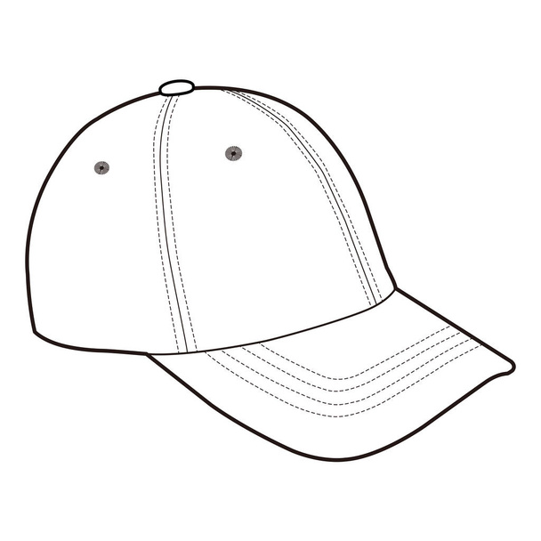 Gorra de béisbol Snapback Sombrero Boceto plano de moda - Foto, imagen