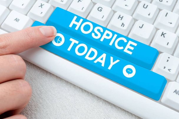 Schrijven van tekst Hospice, Business showcase richt zich op de palliatie van een terminaal zieke patiënten pijn - Foto, afbeelding