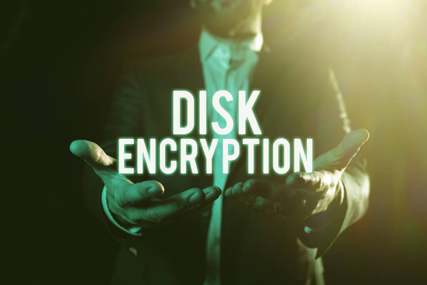 Kavramsal Disk Şifreleme, İş dünyası verileri korumak için kullanılan güvenlik mekanizmasını gösterir - Fotoğraf, Görsel