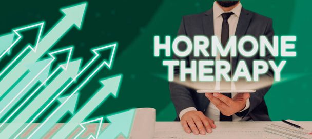 Koncepční titulek Hormonální terapie, Slovo Napsáno o léčbě onemocnění s syntetických odvozených hormonů - Fotografie, Obrázek