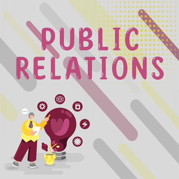 Conceptuele weergave Public Relations, Concept betekent Communicatie Media Mensen Informatie Publiciteit Sociaal - Foto, afbeelding