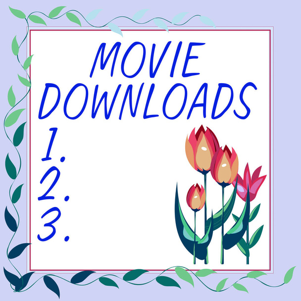 Handschriftliche Signatur Movie Downloads, Geschäftsidee überträgt gesamten Film für lokale Speicherung und spätere Nutzung - Foto, Bild