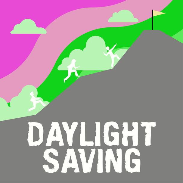 Texto de caligrafia Daylight Saving, abordagem de negócios girando o relógio à frente à medida que o tempo se aproxima - Foto, Imagem