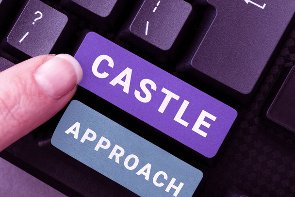 Teksti osoittaa inspiraatiota Castle lähestymistapa, Sana linnoitettu paikka rakennettu aateliset Home aatelisto tai royalty - Valokuva, kuva