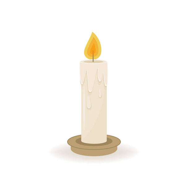 Wachskerze auf weißem Hintergrund. Kerzenbrennen, Vektorillustration - Vektor, Bild