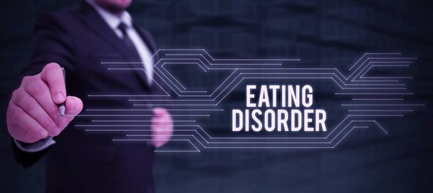 Kézírás jele Étkezési zavar, Üzleti megközelítés betegségek, amelyek jellemzik szabálytalan étkezési szokások - Fotó, kép
