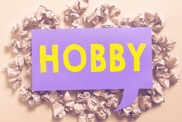 Konceptuální titulek Hobby, Koncept znamená činnost prováděná pravidelně ve volném čase pro potěšení štěstí - Fotografie, Obrázek