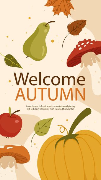 Flat posts stories set for autumn celebration Vector illustration - Vector, Image