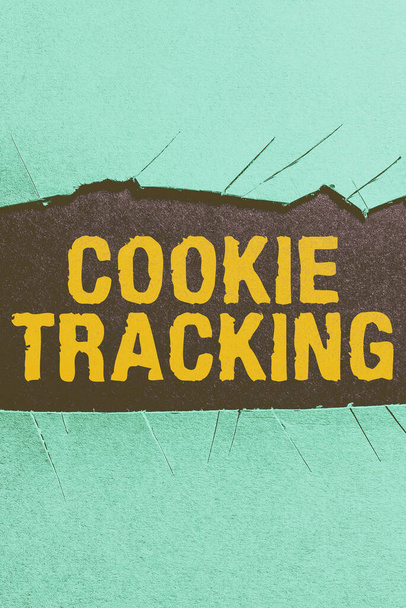 Inspiráció mutató jel Cookie Tracking, Word Írt adatok tárolására a felhasználó s a számítógép által honlap meglátogatott - Fotó, kép