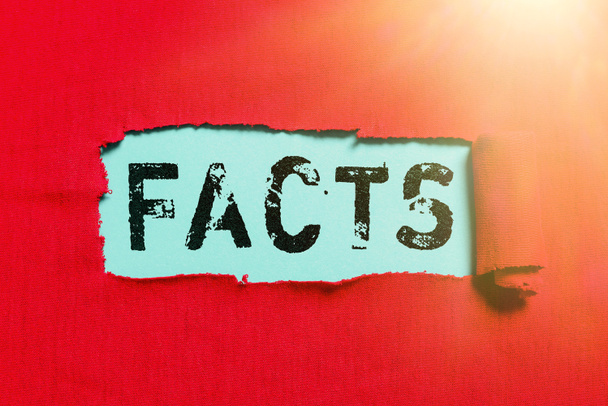 Konceptuální titulek Fakta, Koncept znamená informace používané jako důkaz nebo část zprávy článek blogu - Fotografie, Obrázek