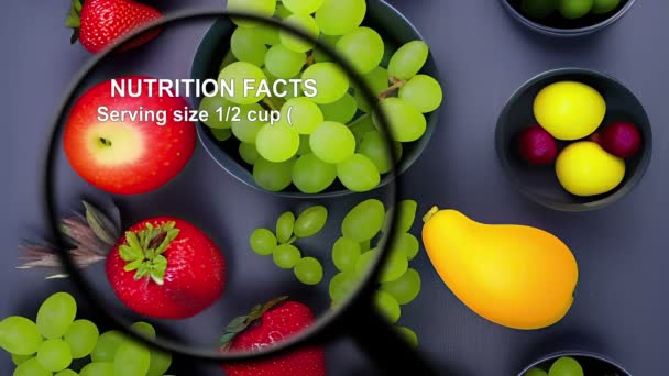 Nutrition facts on various fruits and vegetables - Footage, Video