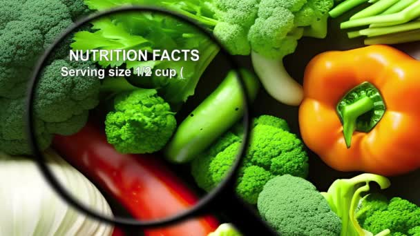 Ernährungsfakten zu verschiedenen Gemüsesorten - Filmmaterial, Video
