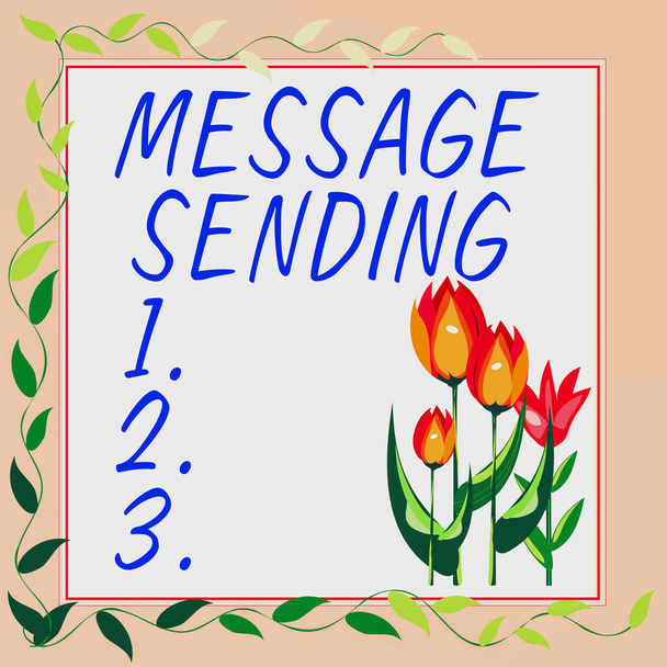 Zarejestruj wyświetlanie wiadomości Wysyłanie, Koncepcja oznacza przekazać lub komunikować się jeden s jest uczucia lub pragnienia - Zdjęcie, obraz