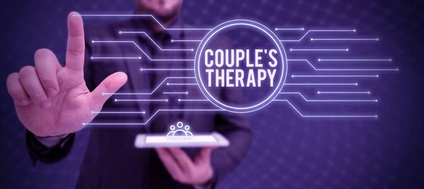 Tekstbord met Paar S Therapie, Business idee te behandelen relatie leed voor individuen en koppels - Foto, afbeelding