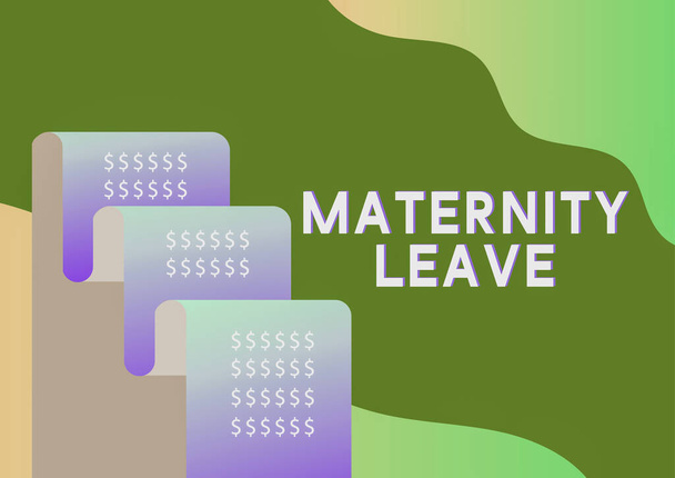 Zarejestruj wyświetlające urlop macierzyński, Koncepcja oznacza urlop dla oczekującego lub nowej matki - Zdjęcie, obraz
