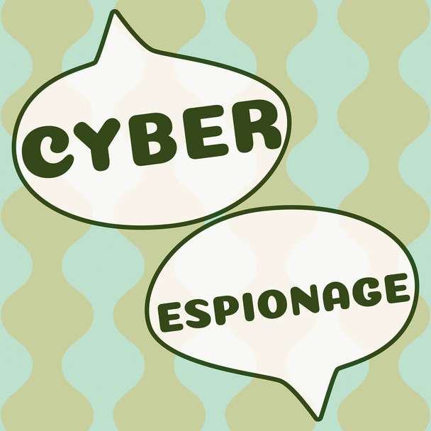 Texto que presenta Cyber Espionaje, Palabra para obtener secretos e información sin el permiso - Foto, imagen
