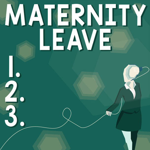 Sinal exibindo licença maternidade, Palavra Escrito sobre a licença de ausência para uma gestante ou nova mãe - Foto, Imagem