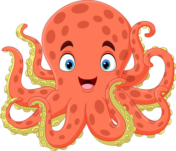 Vektorové ilustrace karikatury šťastný chobotnice na bílém pozadí - Vektor, obrázek