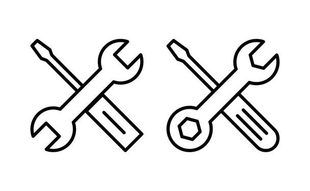 Reparaturwerkzeuge Symbolvektor für Web-und mobile App. Werkzeugzeichen und Symbol. -Symbol setzen. Schraubenschlüssel und Schraubenzieher. Service - Vektor, Bild
