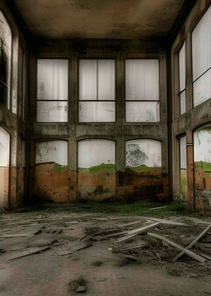 ruiny opuszczonego budynku fabrycznego - Zdjęcie, obraz