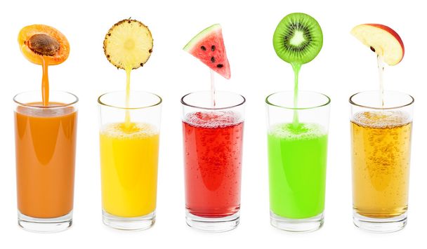 Glass of fresh fruit juices - 写真・画像