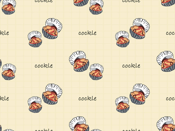 Cockle cartoon character seamless pattern on orange background - Vector, Image