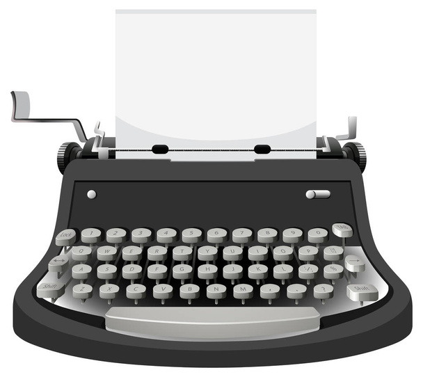 Vintage typemachine in zwarte kleur illustratie - Vector, afbeelding