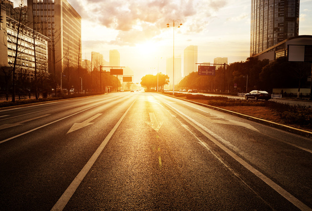 modern city road scene at sunset - Photo, Image