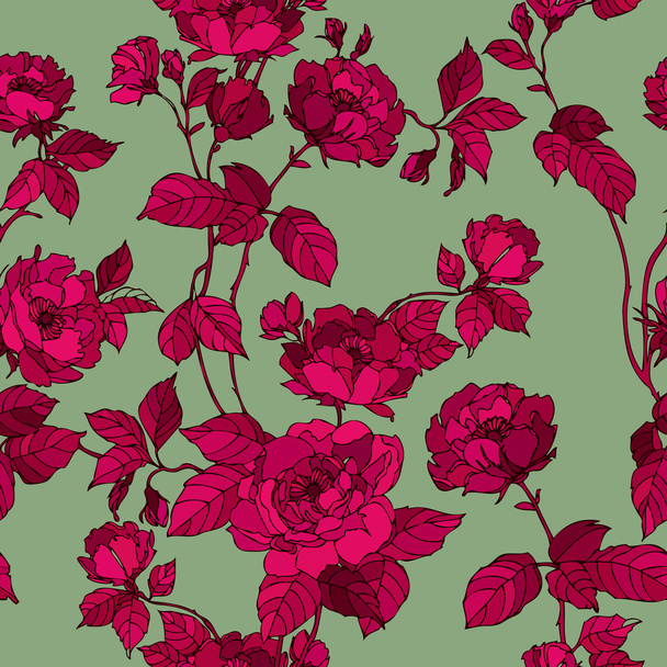 Seamless pattern with flowers roses - Vector, Imagen