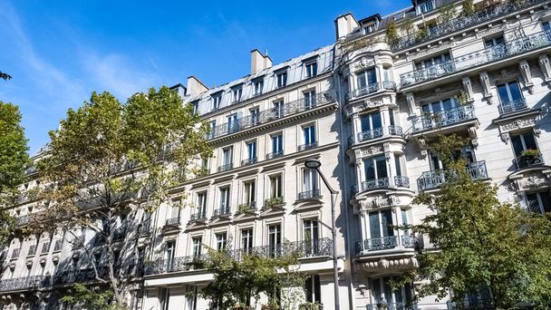 Paříž, starobylé budovy avenue Daumesnil, typické fasády a okna - Fotografie, Obrázek