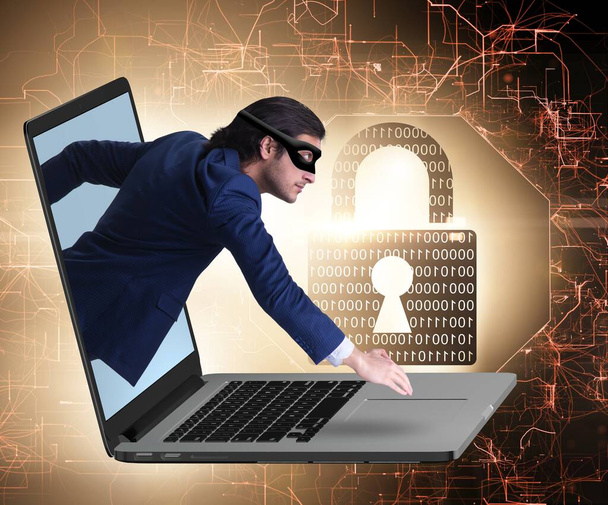 El hombre hacker tratando de robar datos personales - Foto, Imagen