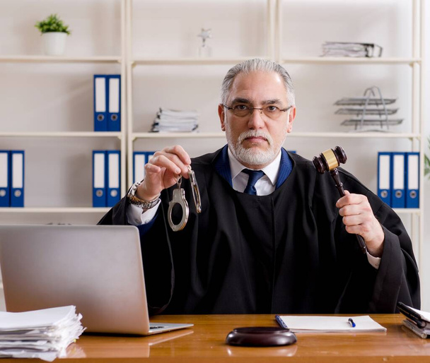 The aged lawyer working in the courthouse - Photo, Image