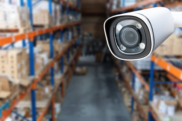 closed circuit camera Multi-angle CCTV system against the background of a modern warehouse complex. The concept of protection of goods - Photo, Image