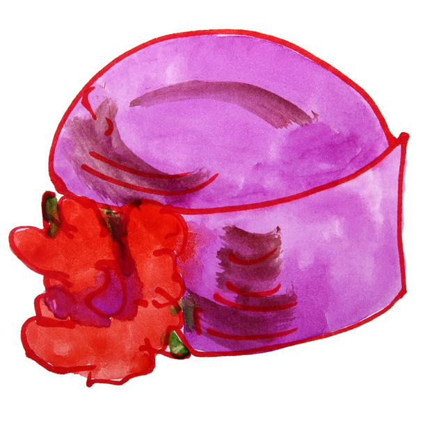 chapeau aquarelle femelle dessin rétro style dessin animé isolé sur un
 - Photo, image