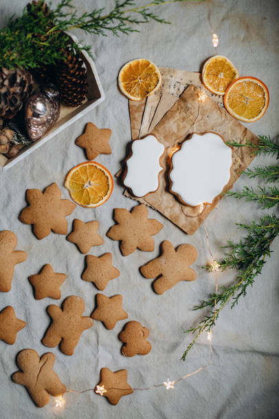 Christmas cookies, gingerbread homemade cakes, Christmas food photo style - Fotografie, Obrázek