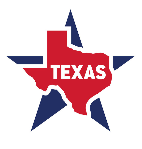 テキサス州1つ星の地図図形記号テキスト - ベクター画像