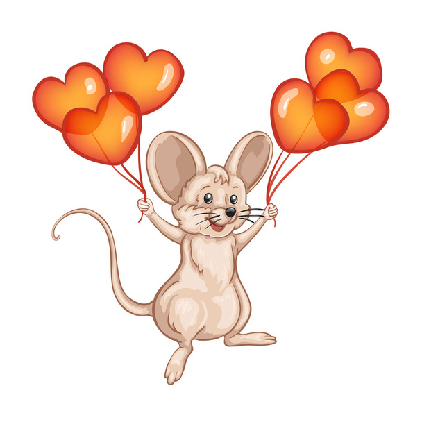 Cute mouse with balloons - Wektor, obraz