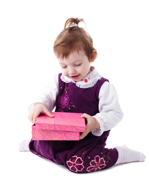 Girl with pink box - Photo, Image