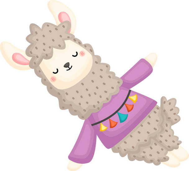 a vector of a cute llama doing yoga - Vettoriali, immagini