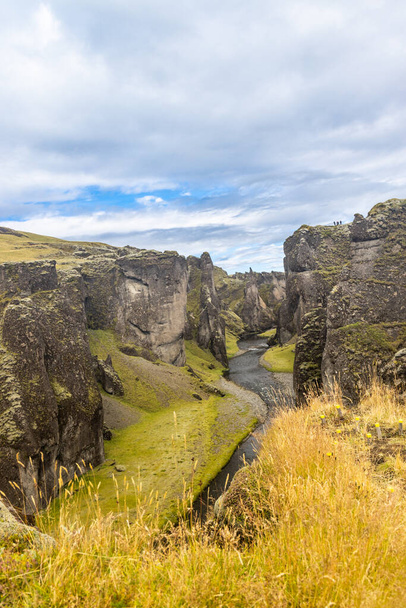 Fjadrargljufur is a beautiful, dramatic canyon with 100 meters deep in South Iceland and popular tourist destination - Photo, image